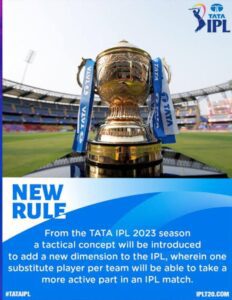 IPL TROPHY AND IT IS EXPLAINING THE RULES OF IMPACT PLAYER