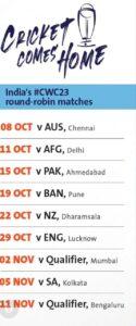 india's world cup fixtures