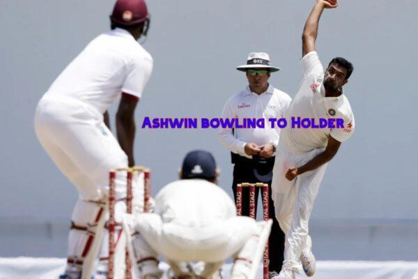 Ashwin bowling to Holder